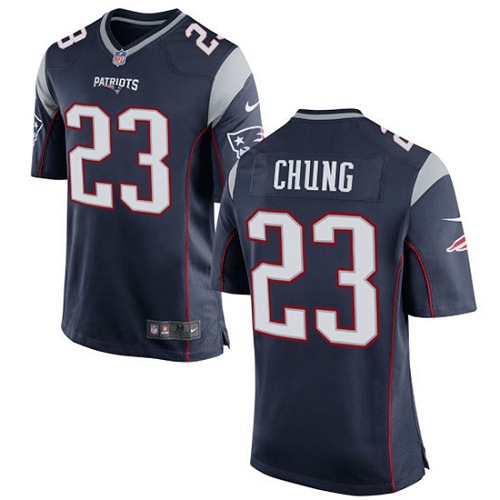 Men's Game Patrick Chung Nike Jersey Navy Blue Home - #23 NFL New England Patriots